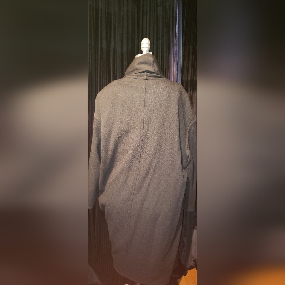 Vtg. Donna Karan 100% pure double sided wool knit shoulder pads cardigan coat L - Picture 6 of 16